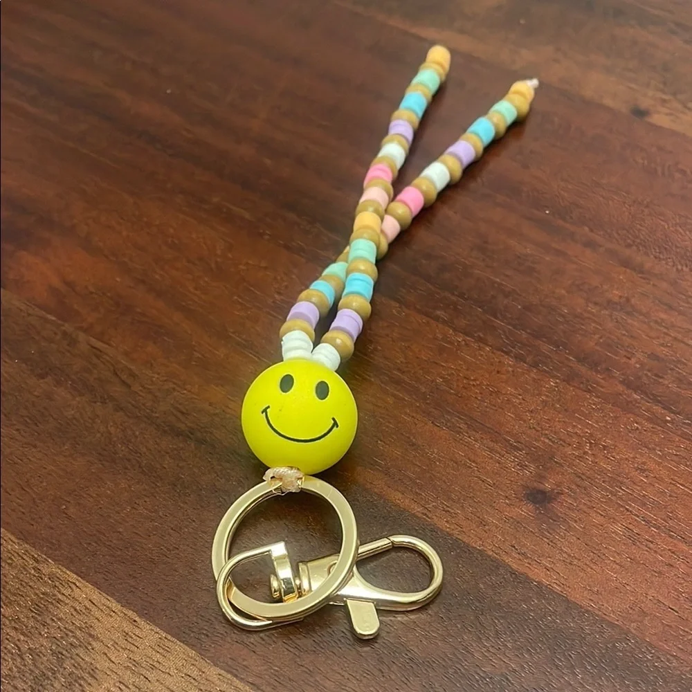 Smiley Beaded Keychain for Kids